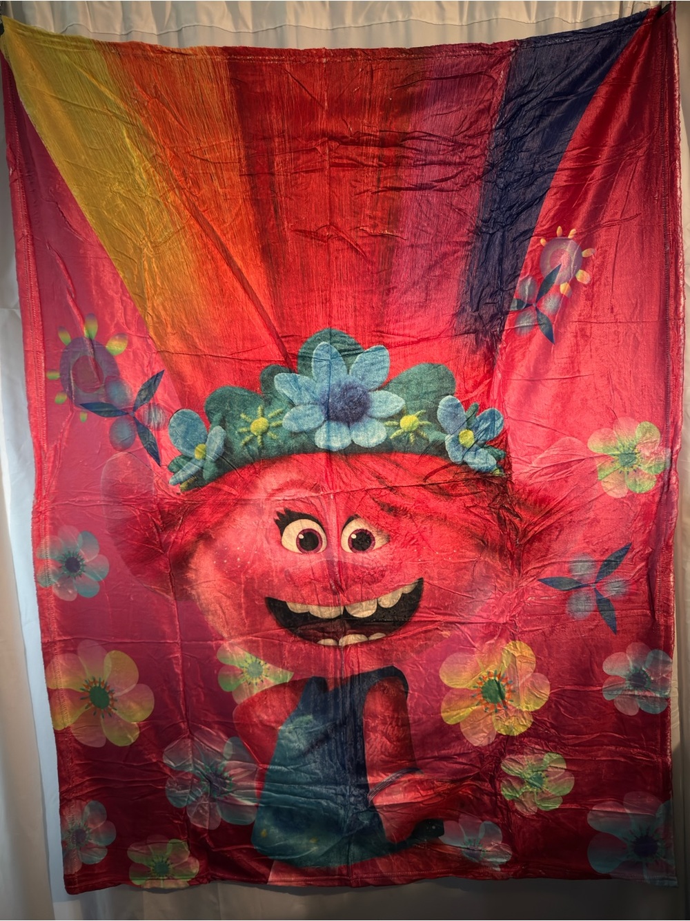 Pink Floral Troll Blanket